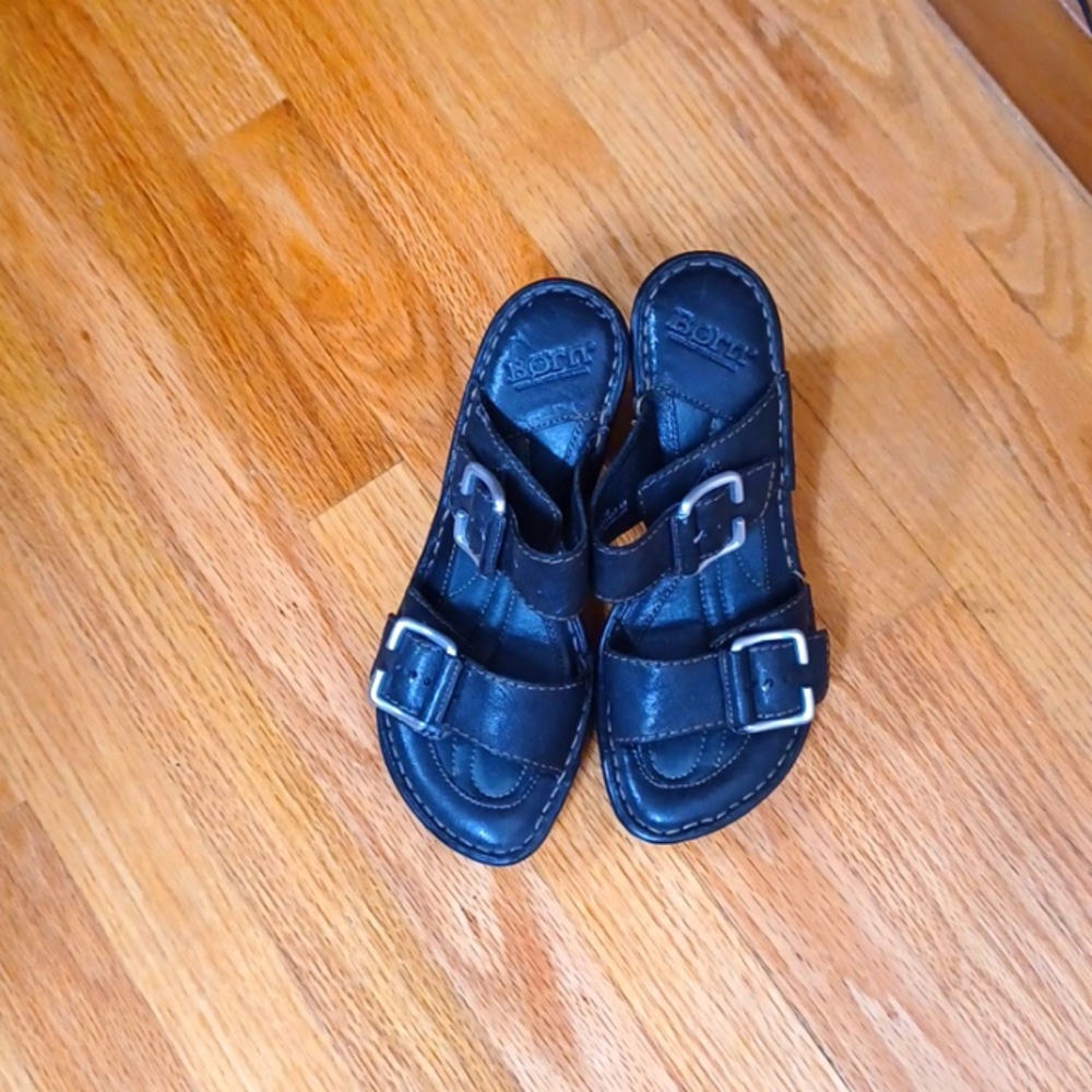 BORN Double Buckle Leather Sandals